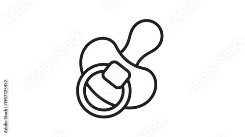 Pacifier icon with a rounded shield and nipple shape for infant comfort and soothing during early development