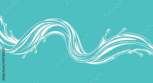 Abstract illustration of a water splash against a vibrant turquoise background