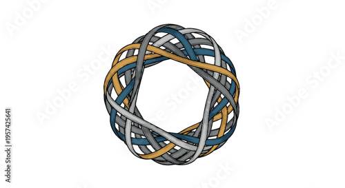 Abstract geometric woven design with interlocking circular elements