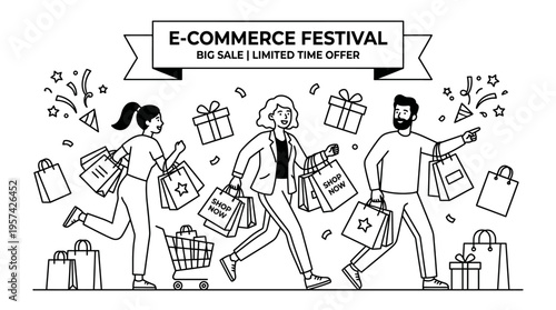 People Rushing For Ecommerce Festival Big Sale
