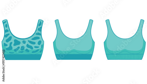 Sport bra vector illustration set in different shades of blue color
