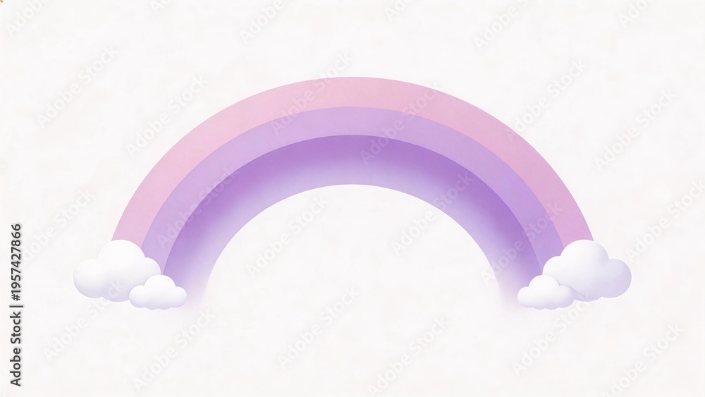 Fototapeta premium Rainbow with clouds on white background