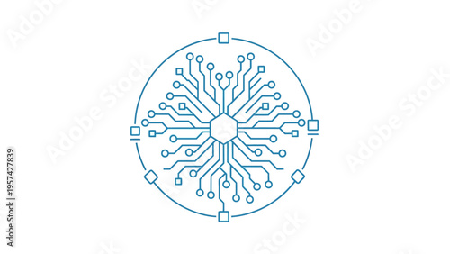Abstract modern circuit board design illustrating digital intelligence, interconnected network systems, and advanced technology concepts