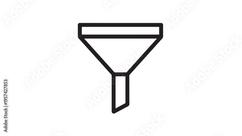 Funnel icon with a clean, minimalist black outline design, representing filtering and sorting in a simple geometric shape.