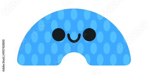 Smiley semicircle character with dot pattern texture