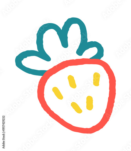 Strawberry fruit sketched with bold strokes
