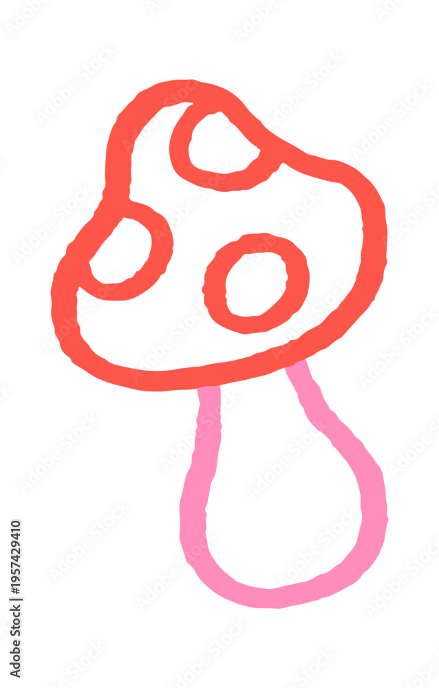 Fototapeta premium Mushroom with round spots and outline