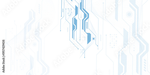 Vectors White and blue abstract geometric dots and lines connection circuit concept.