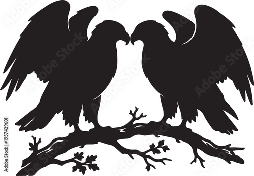 Eagle Soaring with Wings Spread, Majestic Bird of Prey in Flight, American Bald Eagle Vector Silhouette, Powerful Raptor Wildlife Graphic