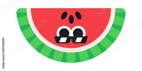 Watermelon wedge with seeds and sunglasses