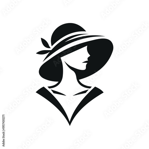 woman with hat logo design