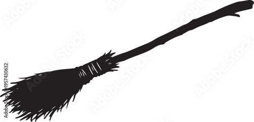 a rustic witch's broomstick silhouette vector