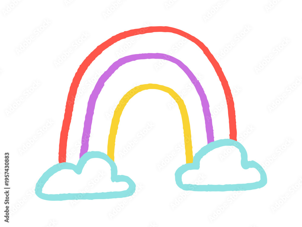 Fototapeta premium Rainbow with three curved bands doodle
