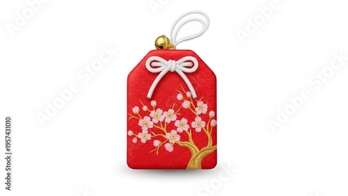 Japanese lucky charm with cherry blossom design