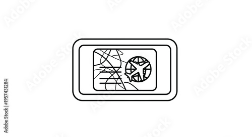 Airplane Navigation Screen with World Map and Flight Path