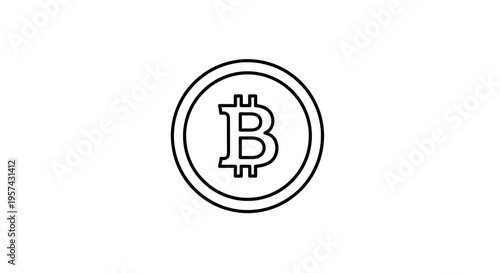 Bitcoin Cryptocurrency Coin Icon, Digital Currency Symbol, Blockchain Technology