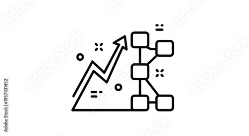 Business Growth Strategy: Upward Arrow Chart and Network Diagram Icon