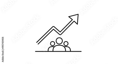 Business Growth Concept: Teamwork and Upward Trend Arrow Icon