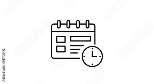 Calendar and Clock Icon: Time Management, Scheduling, and Planning Concept