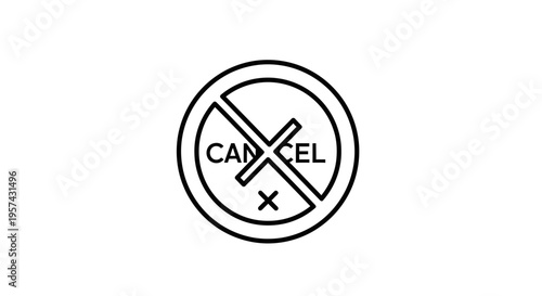 Cancel Button Icon with Cross Mark, Prohibition Sign, Stop Symbol