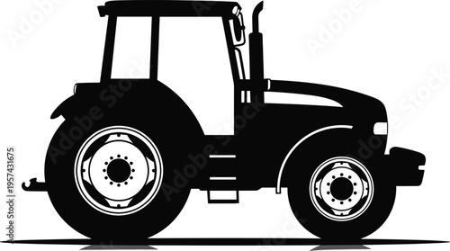 Tractor silhouette agricultural vehicle farming equipment isolated on white background vector illustration rural transport machine for agriculture industry design