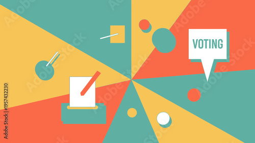 Voting colorful geometric shapes illustration election democracy ballot abstract