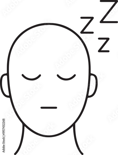 Illustration of a cartoon drawing of a sleeping bald man with zzz above his head