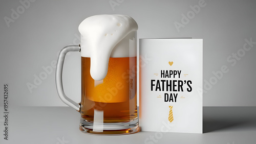 Happy father's day celebration with beer and greeting card
