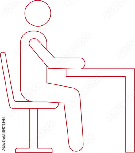 A person sitting on a chair at a desk with good posture.