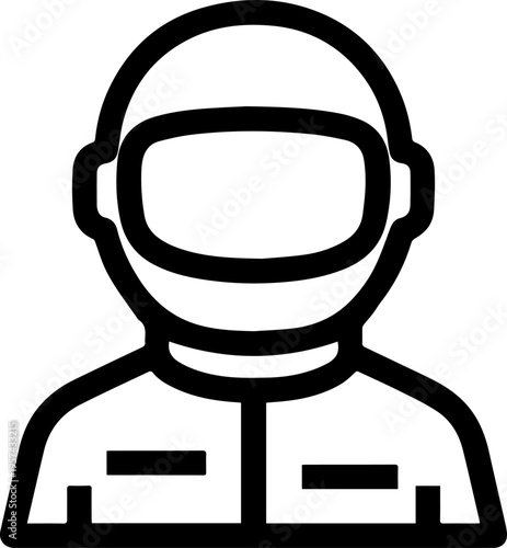 Hand Drawn Male Astronaut Black and White Avatar Illustration in Minimal Line Art Style Design