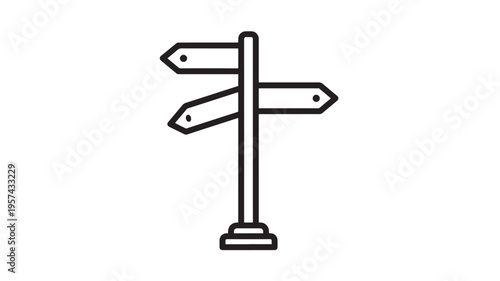 Signpost with three directional arrows indicating different paths, presented as a simple black outline icon.
