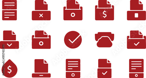 Collection of icons representing various document and file management actions