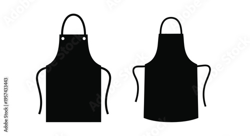 Two black aprons displayed a simple and minimalist silhouette