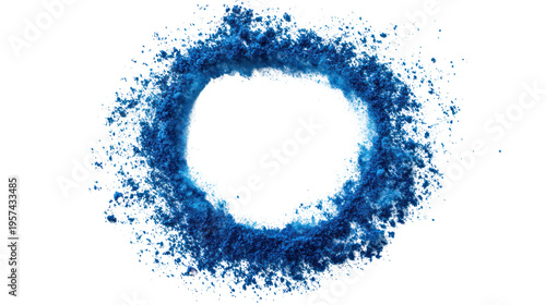 Blue Spirulina Powder in Circular Ring on transparent background