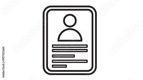 Resume icon with rounded corners and stylized person symbol with lines representing text content. featuring profile, personal, information with