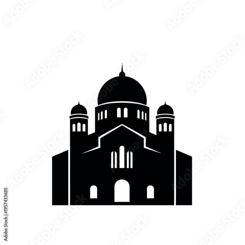 Grand Synagogue of Budapest silhouette icon.
