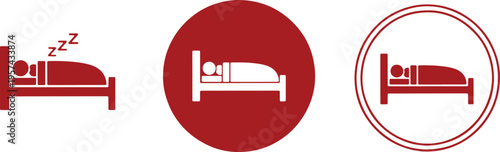Three icons representing different sleeping and bedtime scenarios