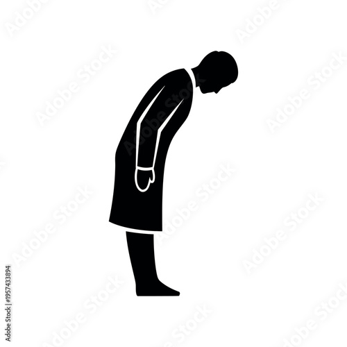 Silhouette of a person bowing in respect.
