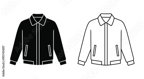 Two contrasting jacket designs presented in a bold graphic silhouette