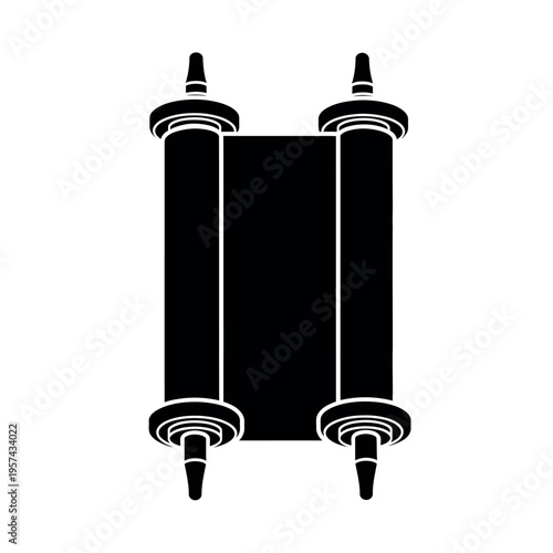 Torah Scroll Silhouette Icon.