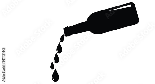 Pouring bottle with dripping liquid a striking black silhouette