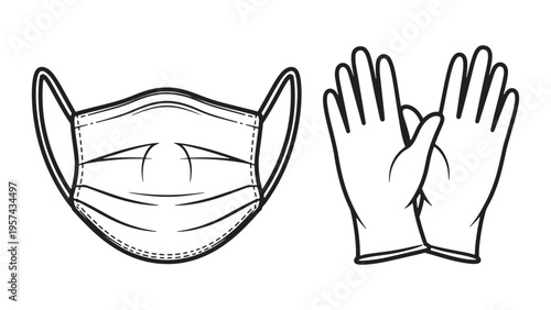 Face Mask And Protective Gloves Representing Personal Protective Equipment For Infection Control And Medical Safety Vector Illustration