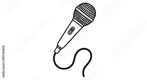 Simple black and white illustration of a dynamic microphone silhouette