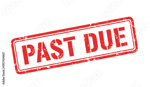 A red past due stamp on a white background with a distressed texture effect