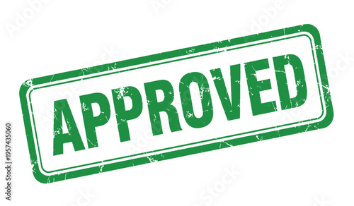 Green approved stamp or seal on white background for validation and verification purposes officially