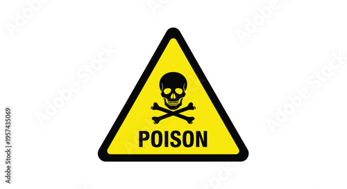 Yellow warning sign displaying a skull and crossbones silhouette