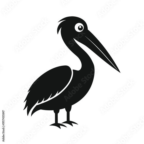 Stork silhouette icon illustration for wildlife conservation and aquatic bird concept art