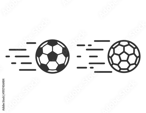 soccer balls moving in opposite directions with speed lines