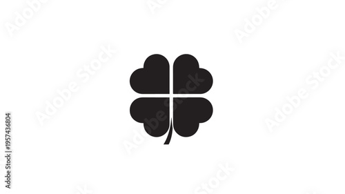 Clover four-leaf icon with a black minimalist design isolated on a clean white background. featuring luck, lucky, symbol with emblem and graphic