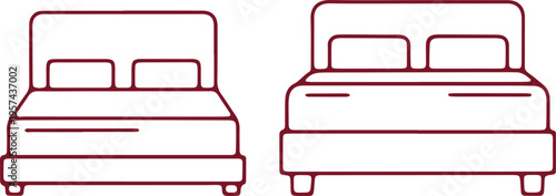 Comparison of two different types of bed frames with distinct headboard designs